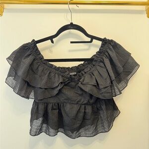 Black Ruffled Women's Top